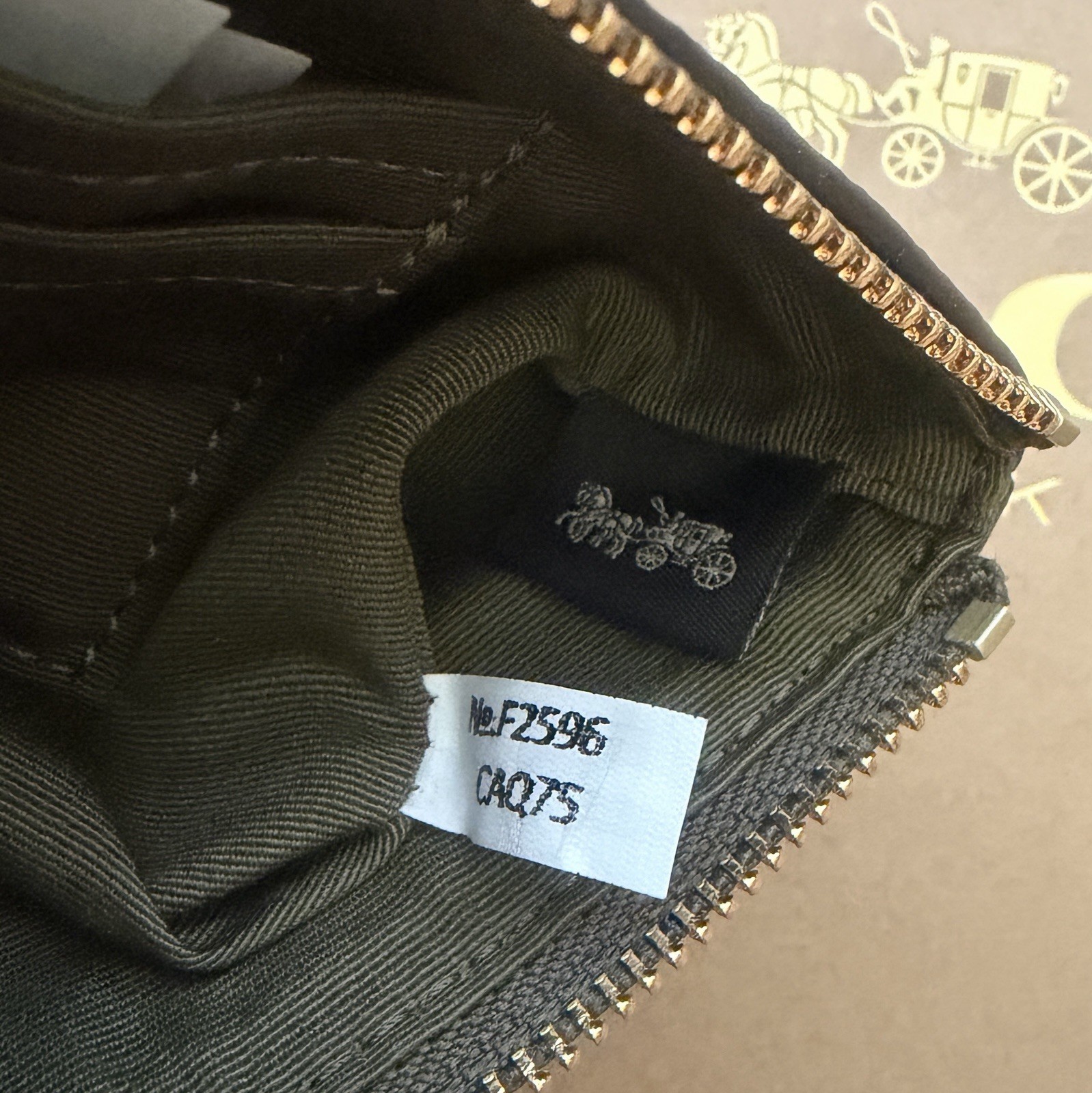 NWT Coach Corner Zip Wristlet In Signature Canvas CAQ75 Gold/Olive