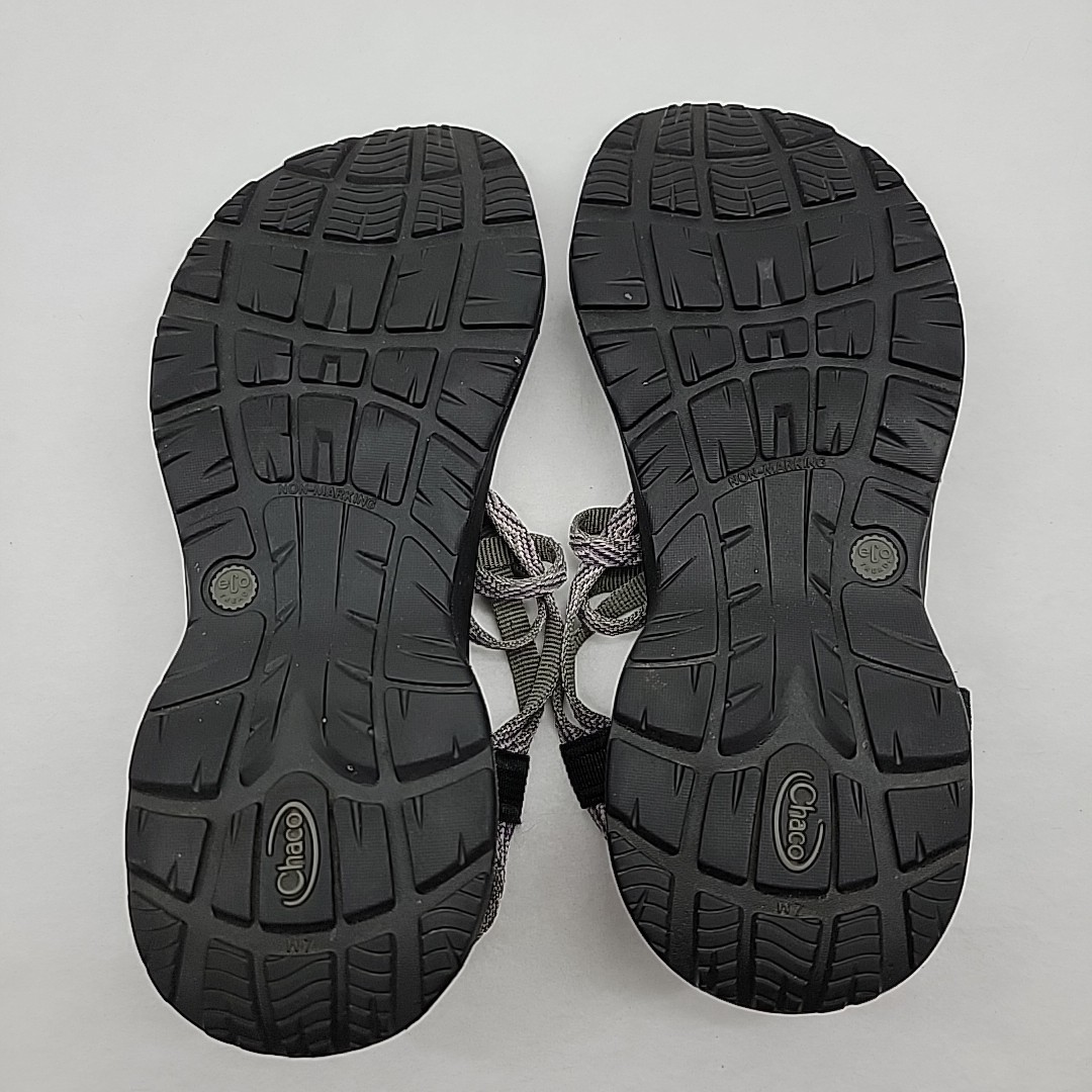 CHACO Women’s Size 7 Updraft EcoTread Outdoor Sandals Black Waves Double Strap