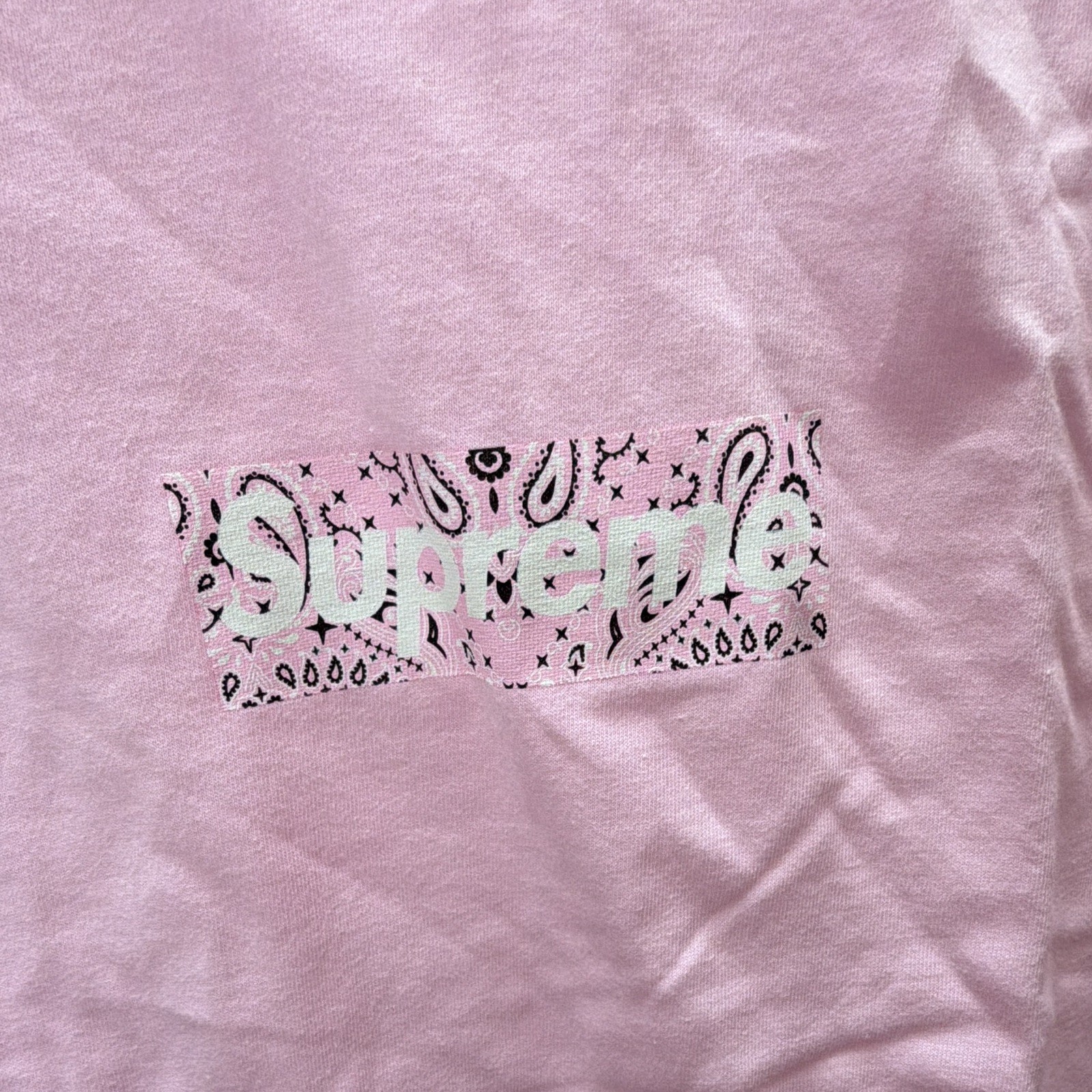 Supreme Bandana Box Logo Tee Light Pink FW19 Size M