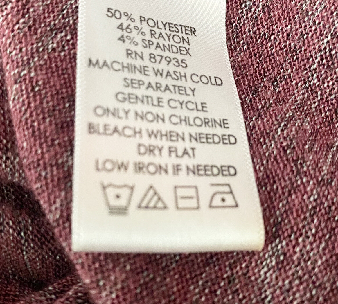LOGO Lori Goldstein Layered Lace Hem Long Sleeve Marled Knit Tunic XS (2/4) Plum
