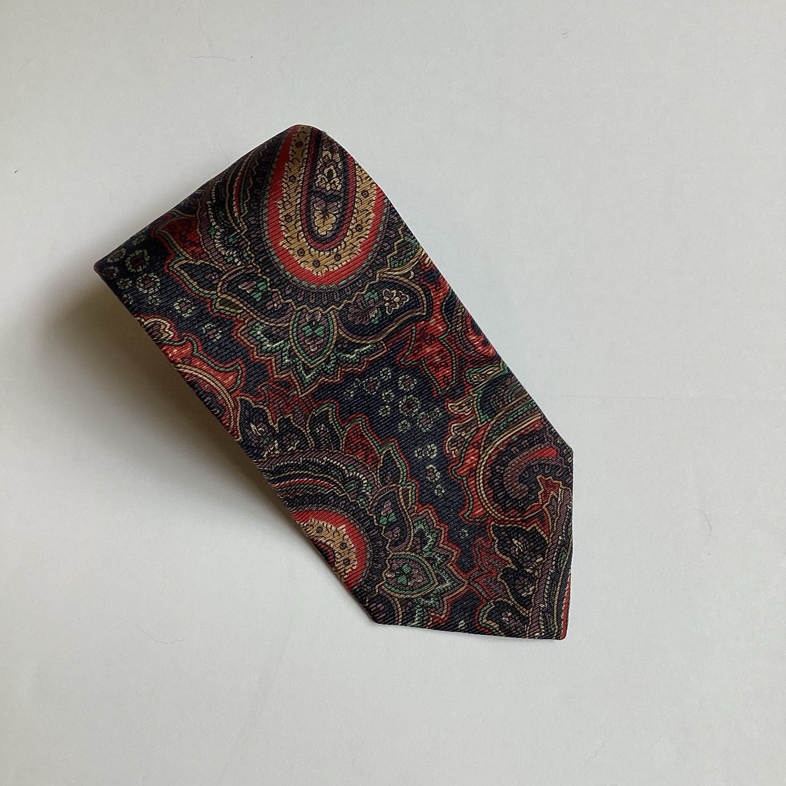 Vintage Polo Ralph Lauren Silk Tie Paisley Hand Made Blue Purple Red Classic