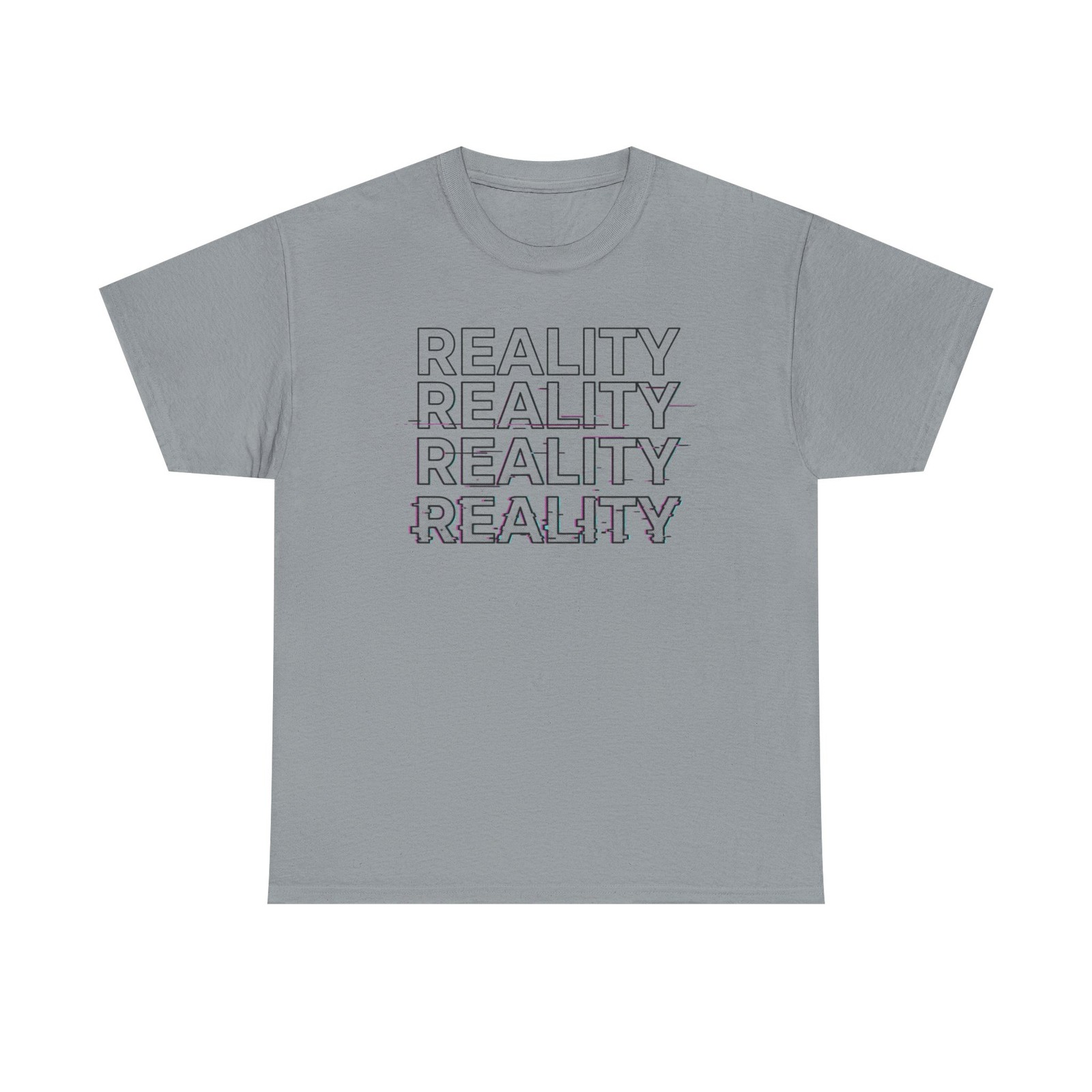 Mens Womens Reality Glitch Typography Graphic T Minimalist Statement Surrealist