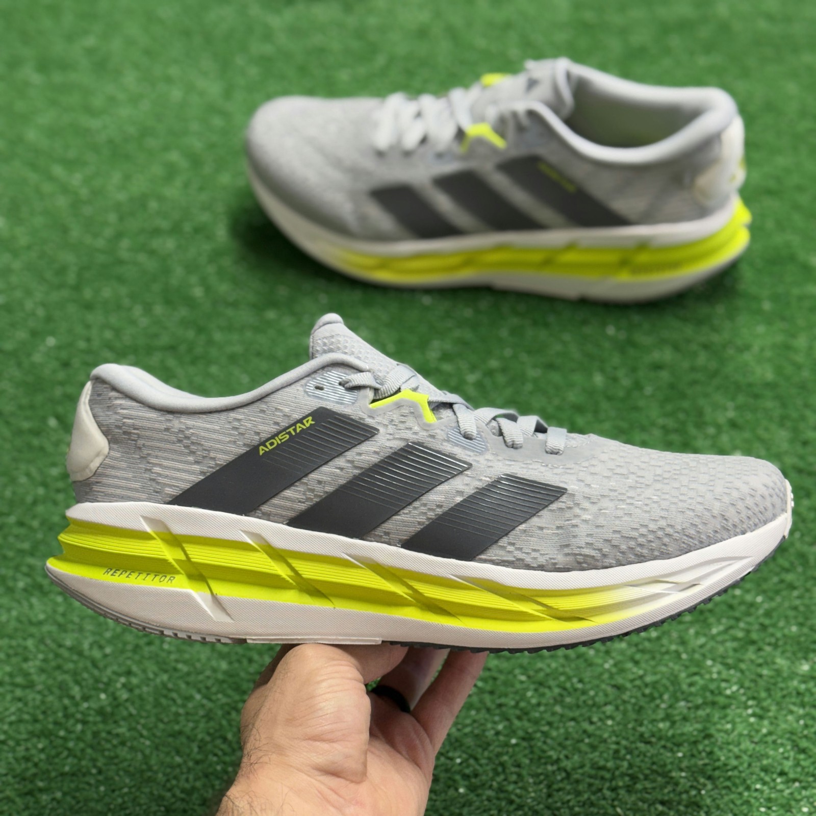 Adidas Adistar 4 Halo Silver Onix Solar Slime Mens Running JR0314 NEW Sz 12.5