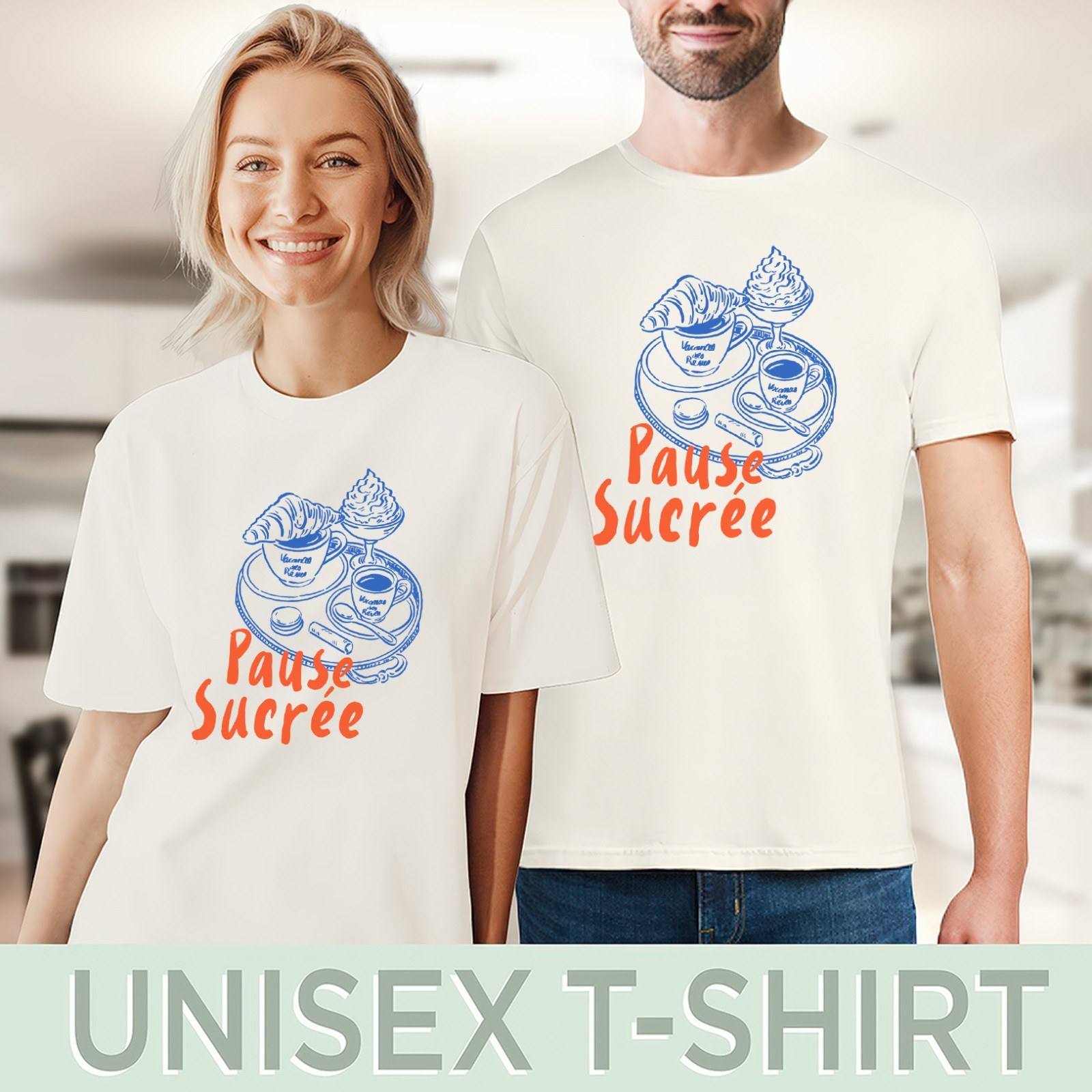 Pause Sucree French Cafe T Shirt Croissant Coffee Dessert Paris Food Lover Tee