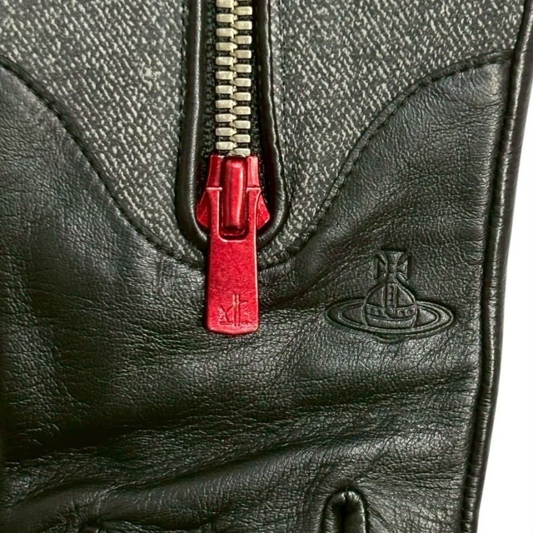 Vivienne Westwood 20cm 7.8in Long Leather Gloves Arm Warmer Black x Red Japan