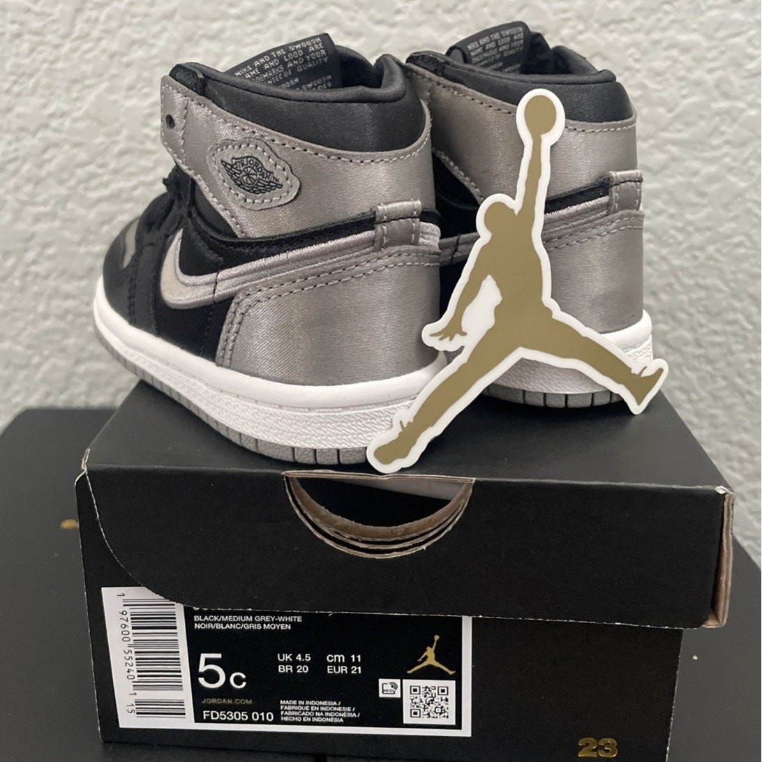 Air Jordan 1 Retro High OG TD 5C Satin Black/Grey FD5305-010 NEW