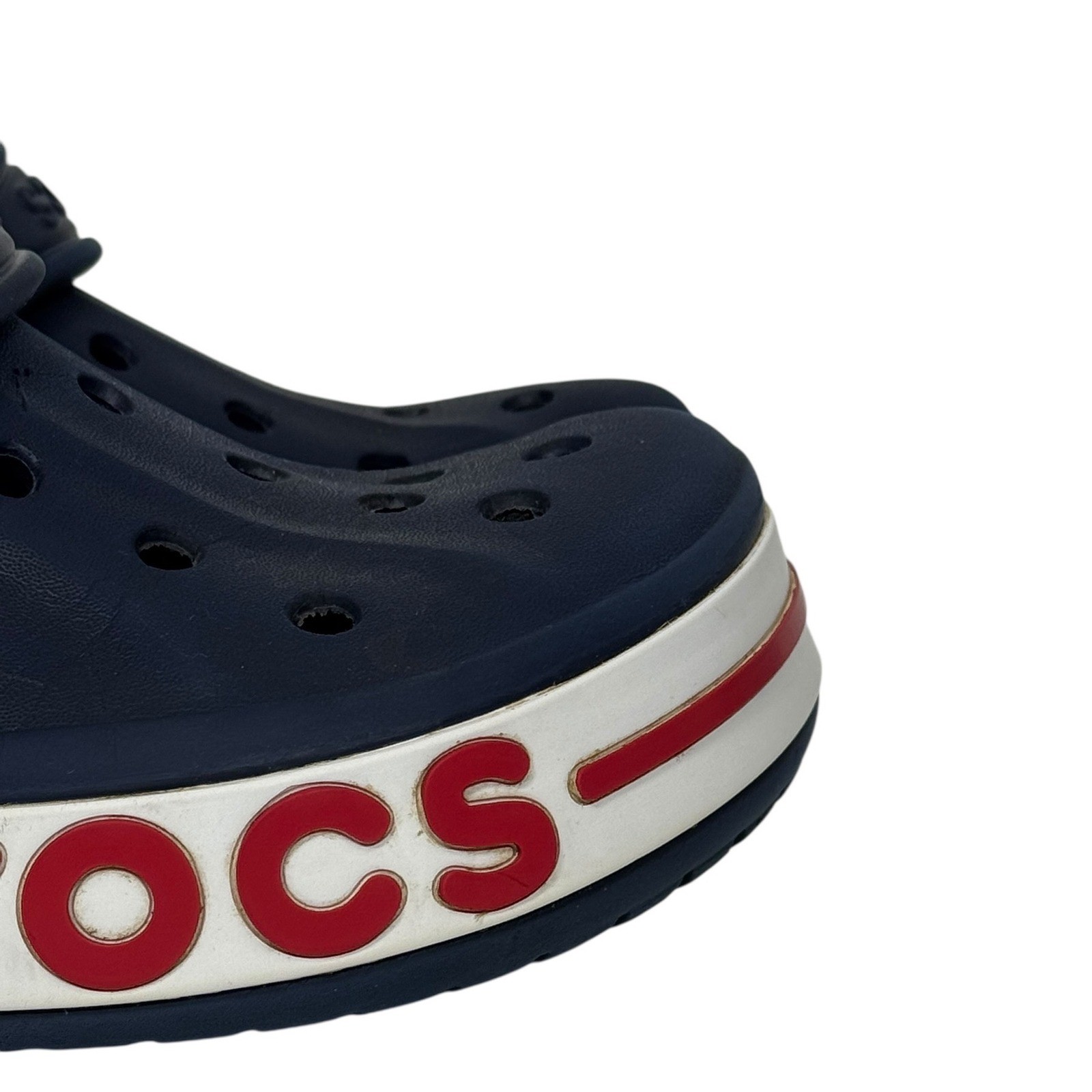 Crocs Bayaband Clogs Navy Blue White Red Mens 5 Womens 7 Unisex Slip On Shoes