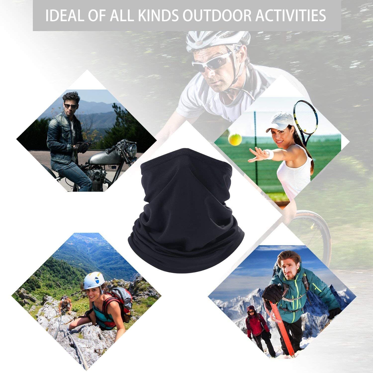 Men Women Thin Balaclava Neck Gaiter Face Mask UV Protection Bandana Scarf Cover