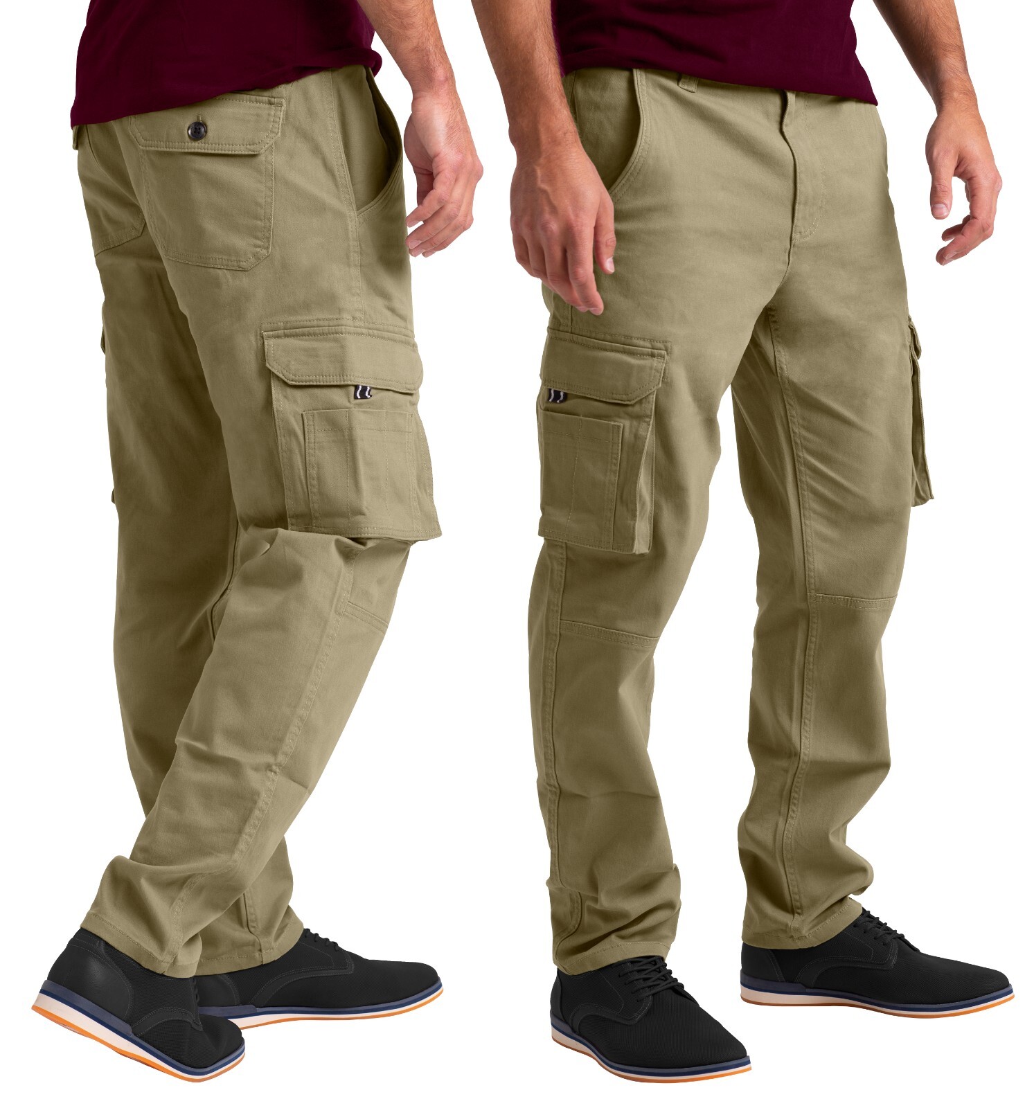 Mens Cargo Combat Flex Work Trouser Relax-Fit Multi Pocket Stretch Workwear Pant