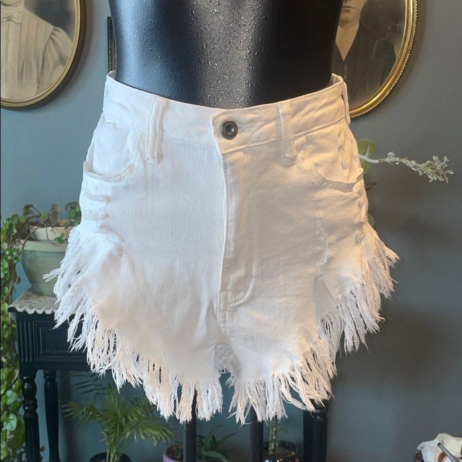Aphrodite White Frayed Jean Shorts