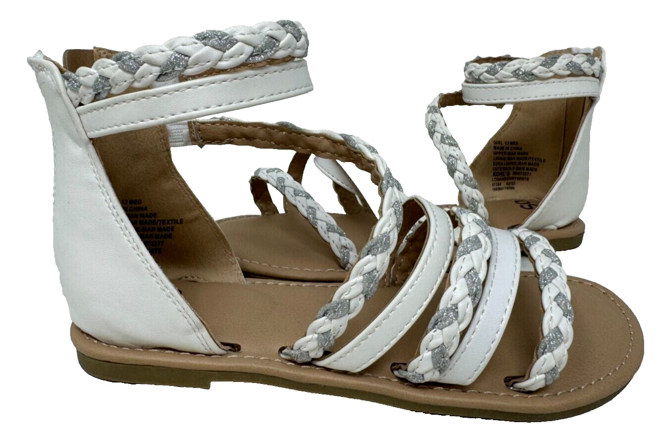 SO Youth Girl’s Logan Berry Zip Up Gladiator Sandals White/Sparkle Size:5 195LM