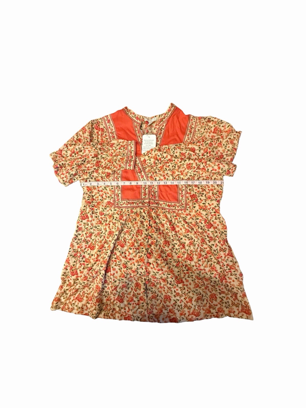 Woman Within Floral Boho Tunic Top 14/16 M