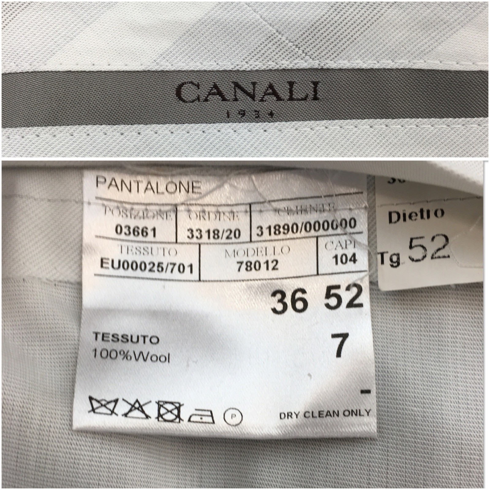 Canali 1934 Mens Brown 100% Wool Flat Front Dress Pants Trousers Size 36 52 IT