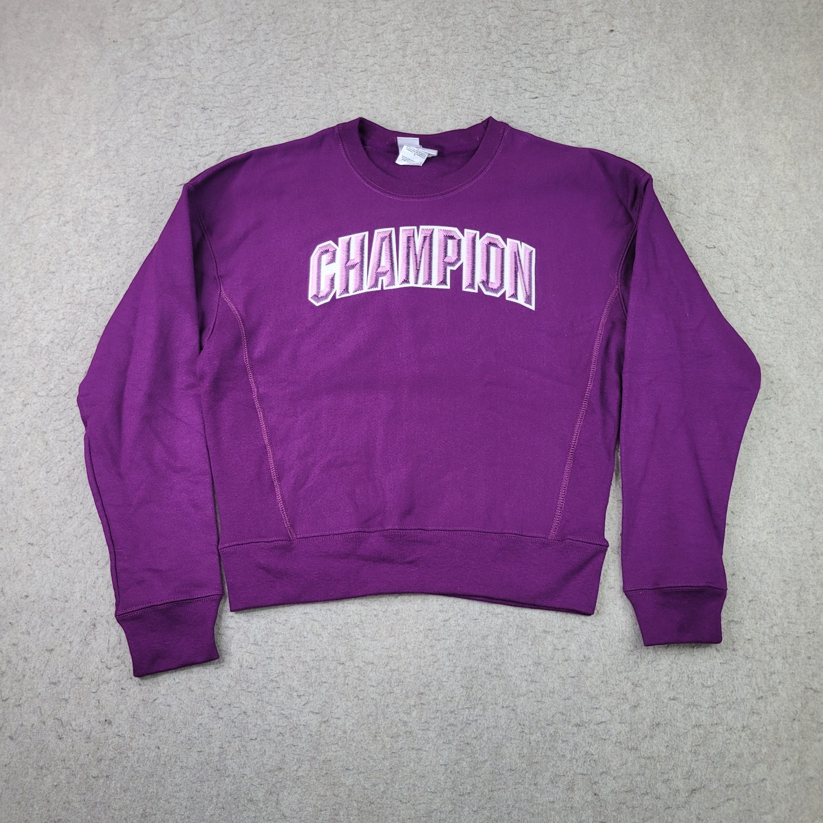 Champion Reverse Weave Sweatshirt Size Small Purple Pullover Spellout Crew Neck