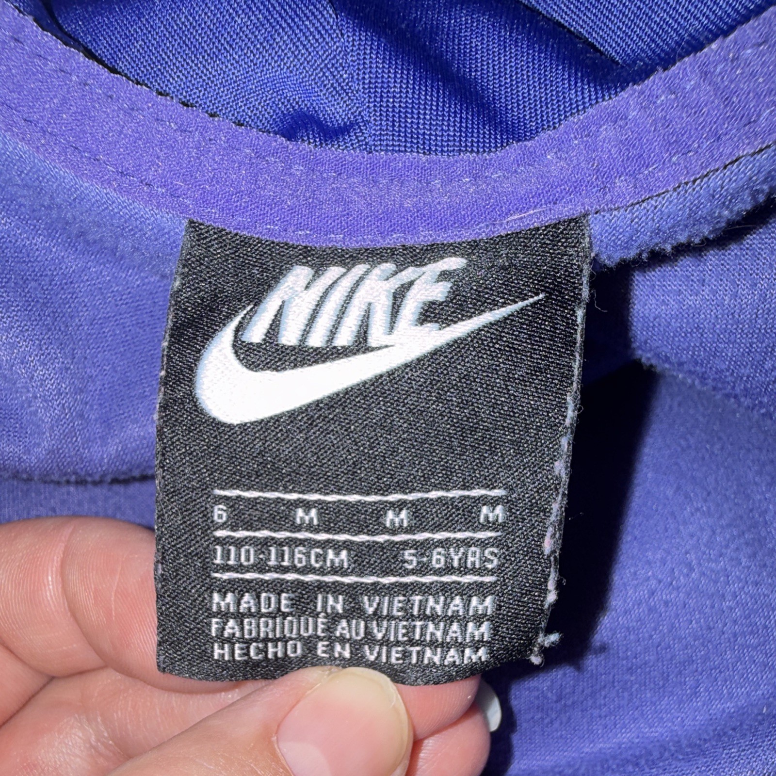 Nike Boys Blue Full Zip Hooded Hoodie Size 6 Polyester Pockets Logo