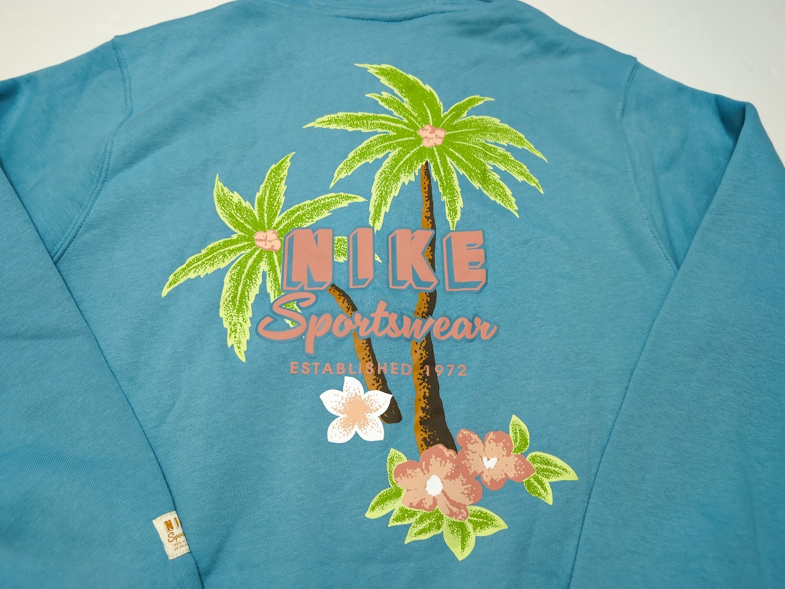 NIKE Sportswear Full Zip Hoodie Tropical Floral Palms HV4614 Blue Large L ~ New