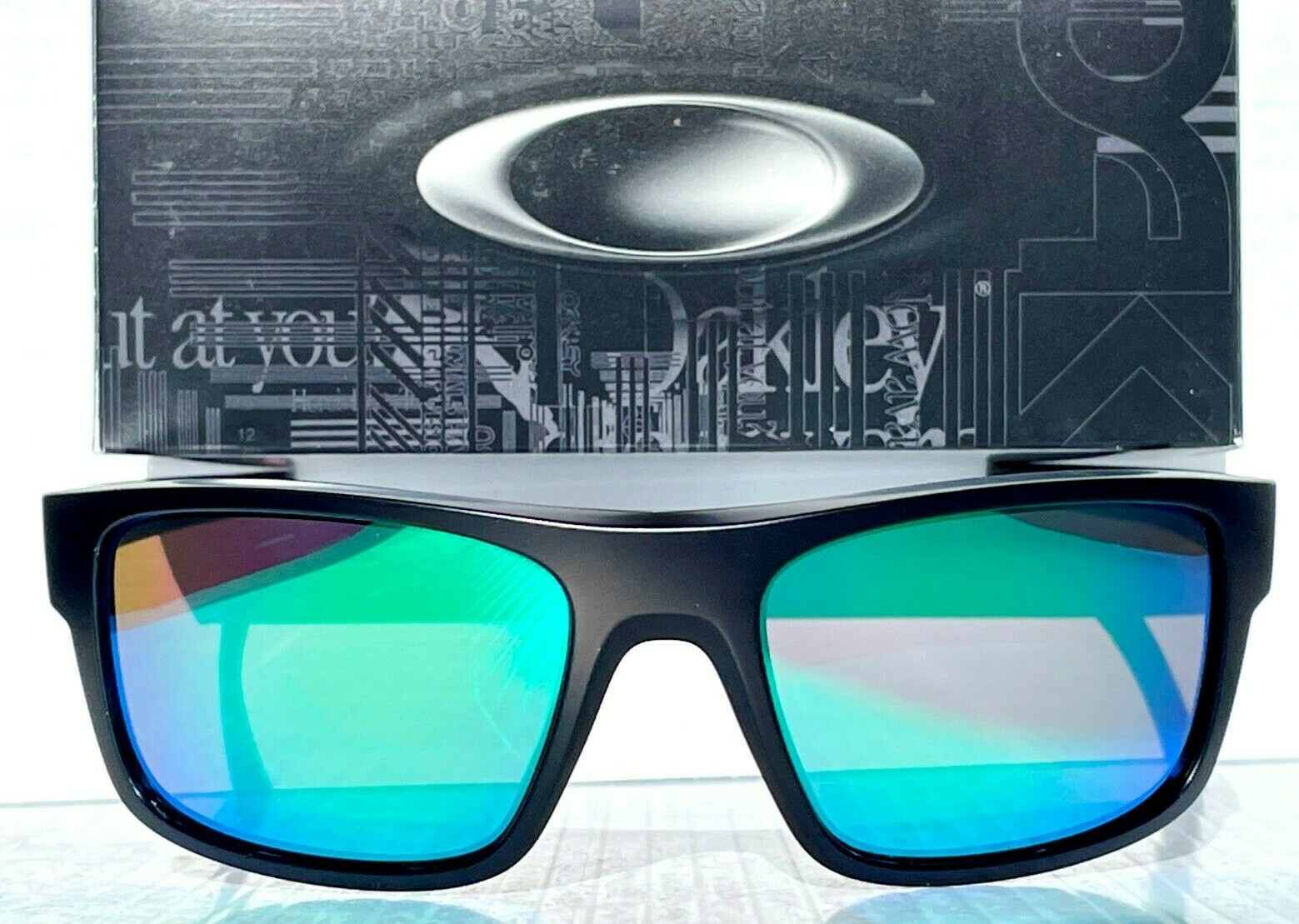 NEW Oakley DROP POINT Matte Black POLARIZED Galaxy Jade Lens Sunglass 9367