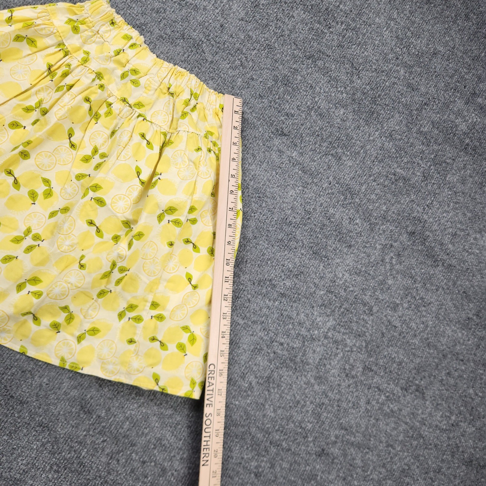 Josiekat’s Trunk Girls Yellow Lemon Citrus Print Elastic Waist Flared Skirt 12
