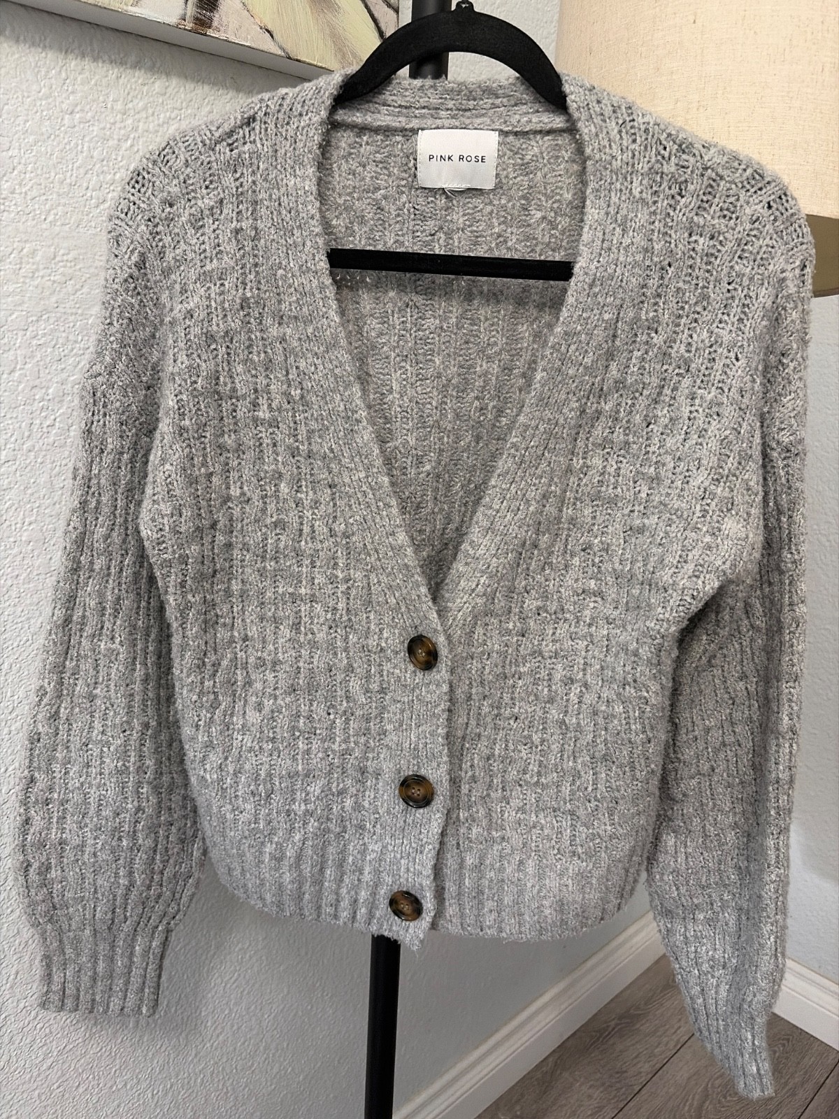 Pink Rose Gray Cardigan Size Small (Excellent condition barely worn)