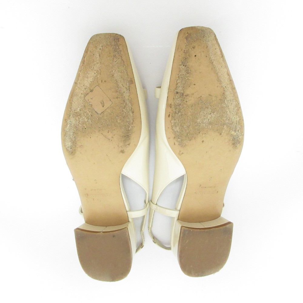 Ferragamo patent leather pumps, size 6 (approx. 9.3 inches), white. Women USED