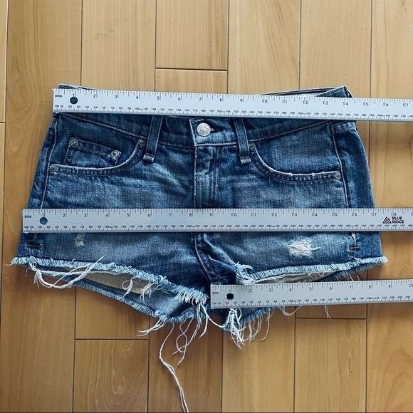 Rag & Bone Mila Cut Off Denim Shorts 24 Moss Raw Hem Distressed 100% Cotton