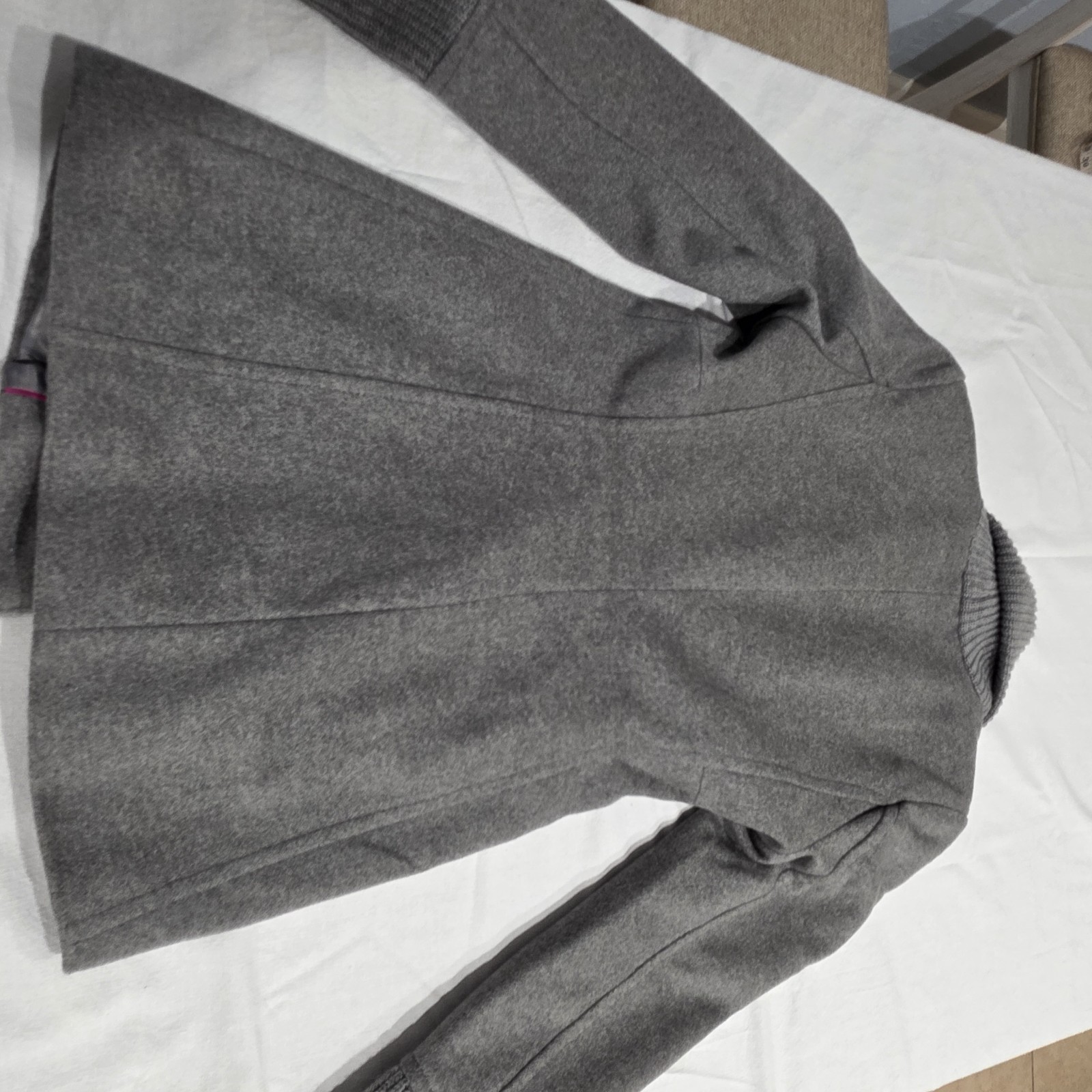 Vince Camuto Gray Mid-Length Shawl Collar Toggle Lined Wool Blend Coat M