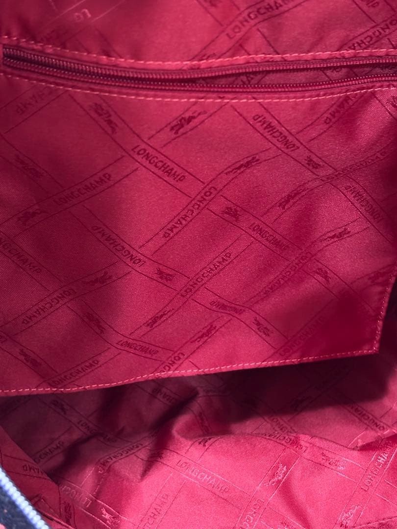 Longchamp Authentic Le Pliage Cocaldo Women 2WAY Tote Bag Rare Navy Red Used JPN