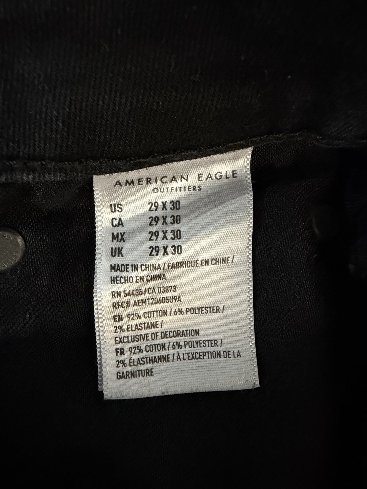 American Eagle Men’s AirFlex+ Slim Straight Jeans 29×30 Black