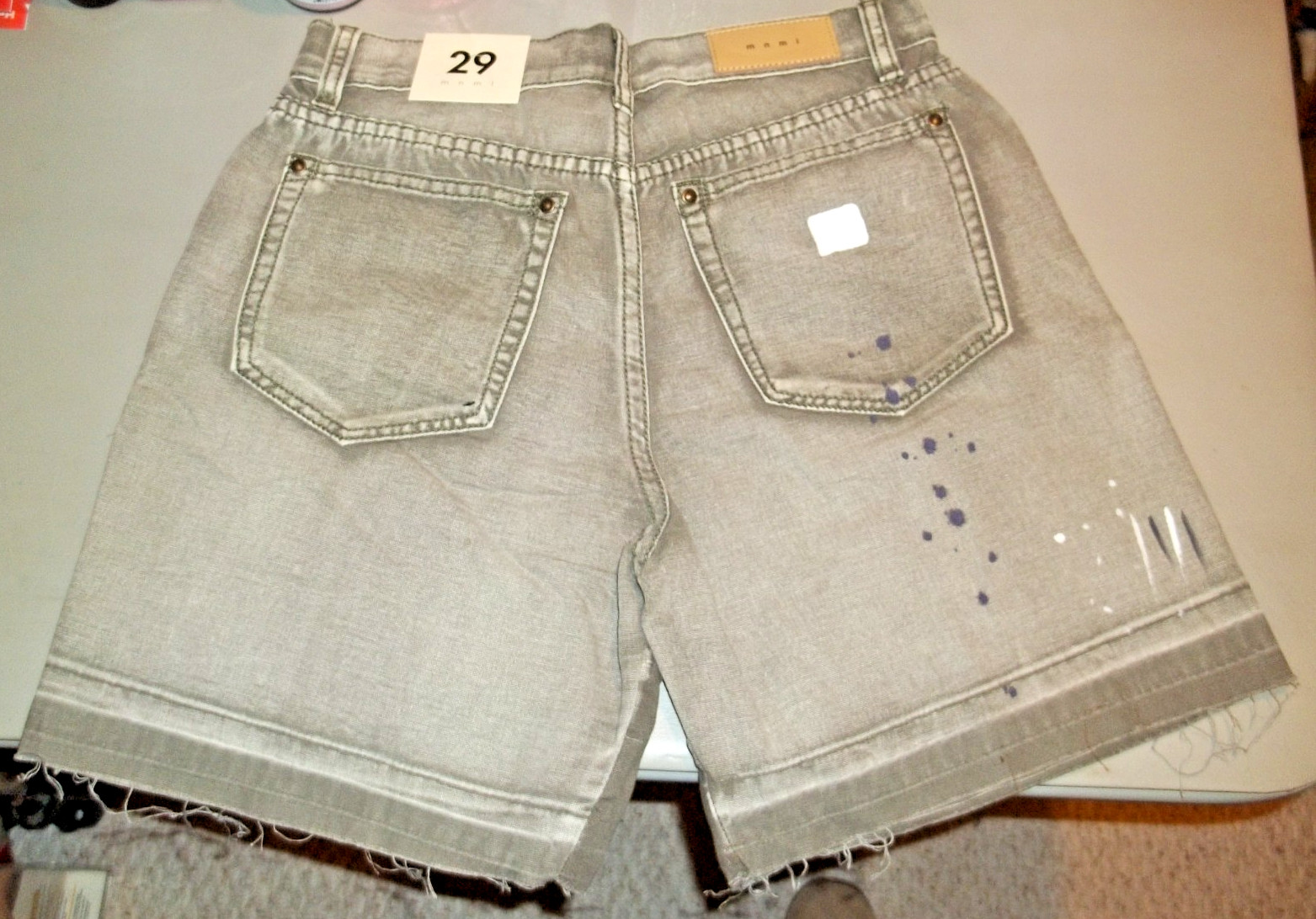 NWT Men’s MNML Multi-Color Paint Splattered Denim Raw Hem Shorts Size 29 FREE SH