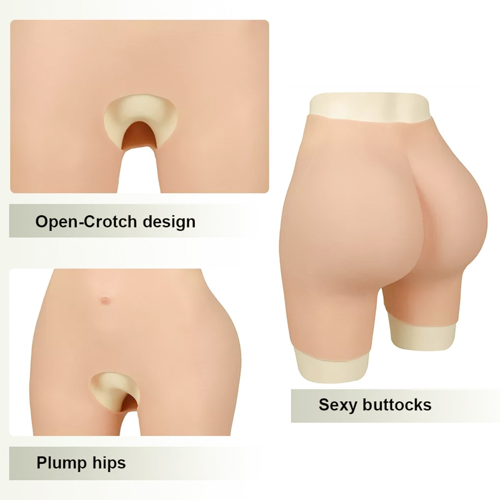 Realistic Silicone Panty Plump Hip Open-crotch Pants Butt Shapewear Crossdresser