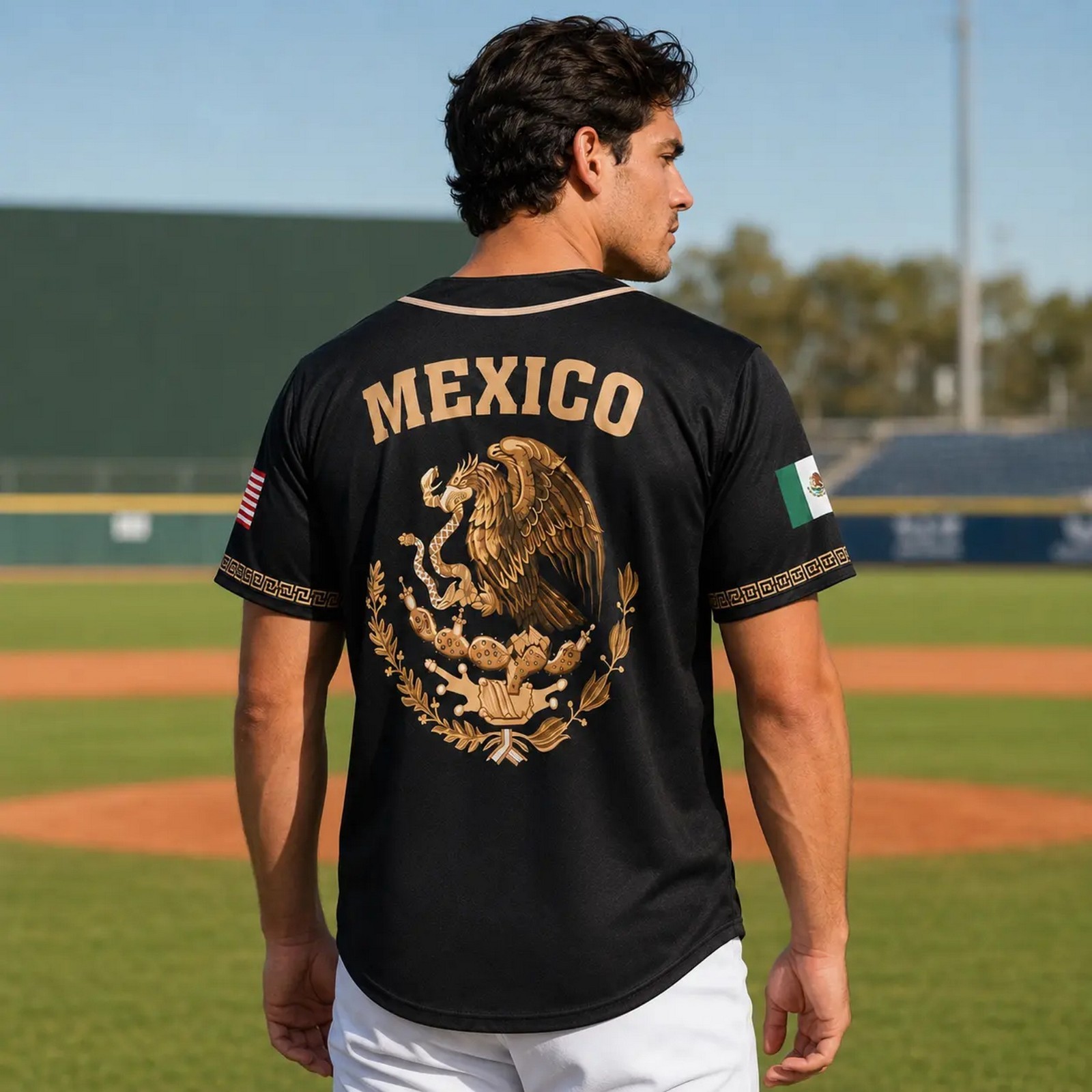 Mexico Flag Baseball Jersey, Green White Red Button Up Shirt, Mexican Jersey