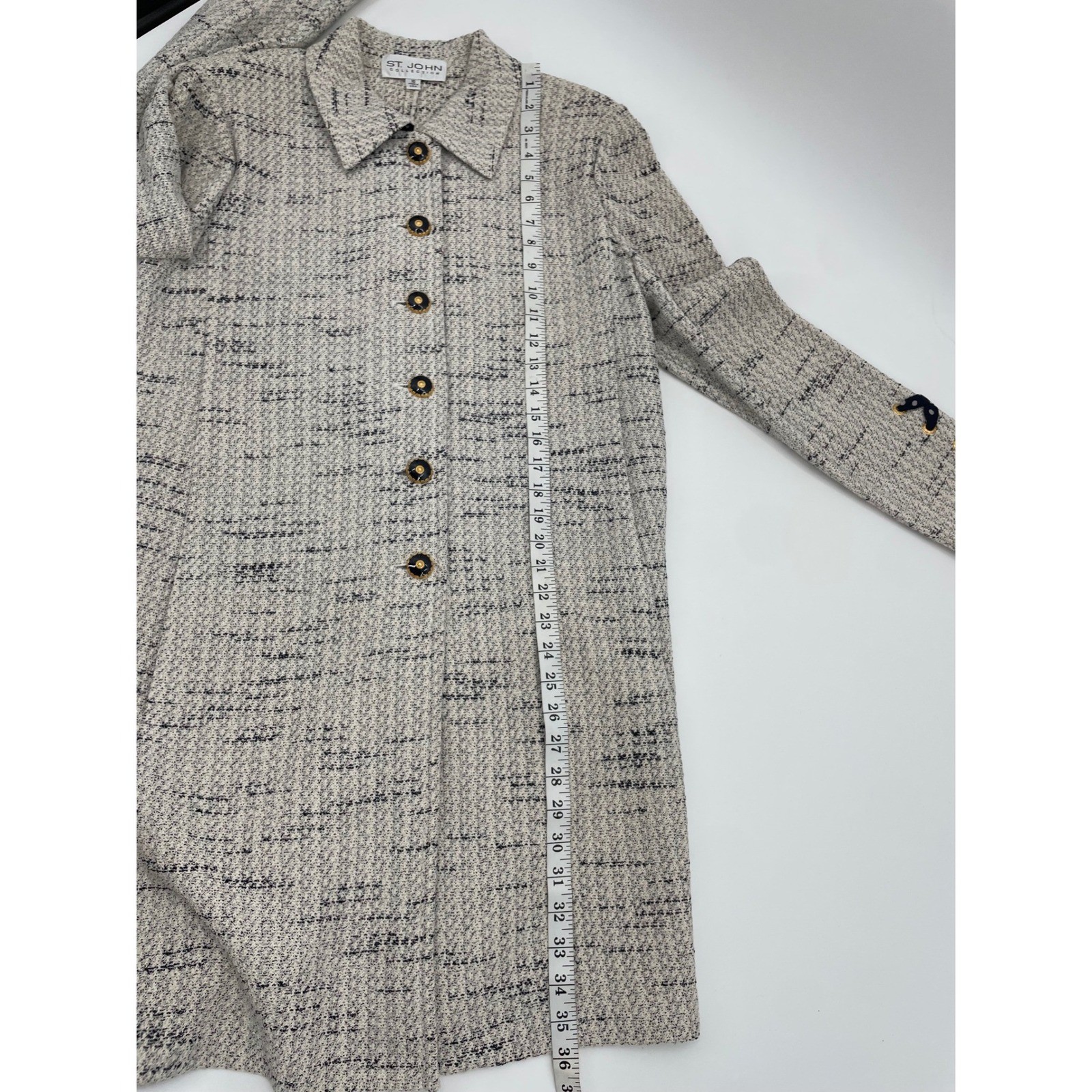 PRISTINE St. John Collection Ivory Tweed Knit Lace Up Corset Back Jacket 10