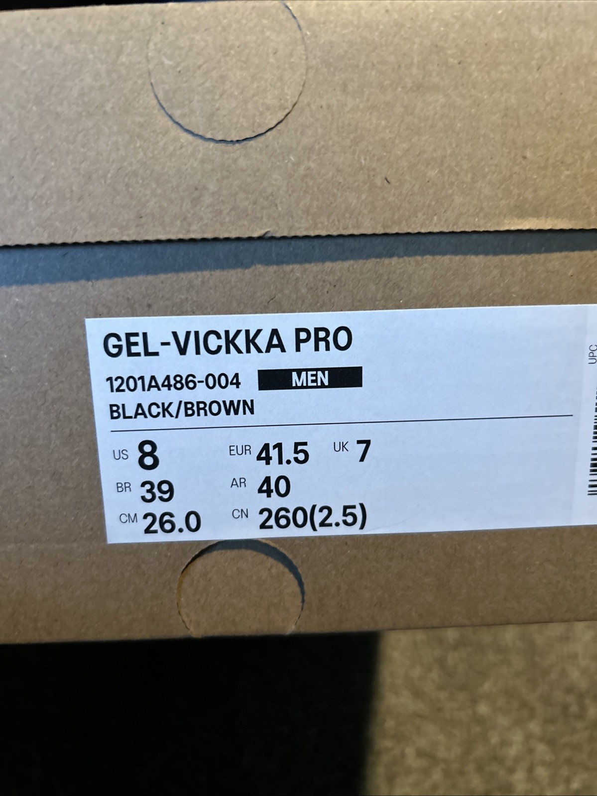 Asics Gel-Vickka Pro NEW black/brown 1201A486-004. Size 8