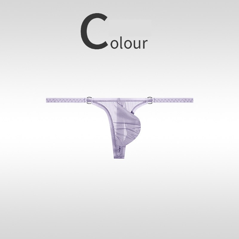 Men’s Ultra-thin Ice Silk Transparent Underwear Thongs Low-rise Pouch Underpants
