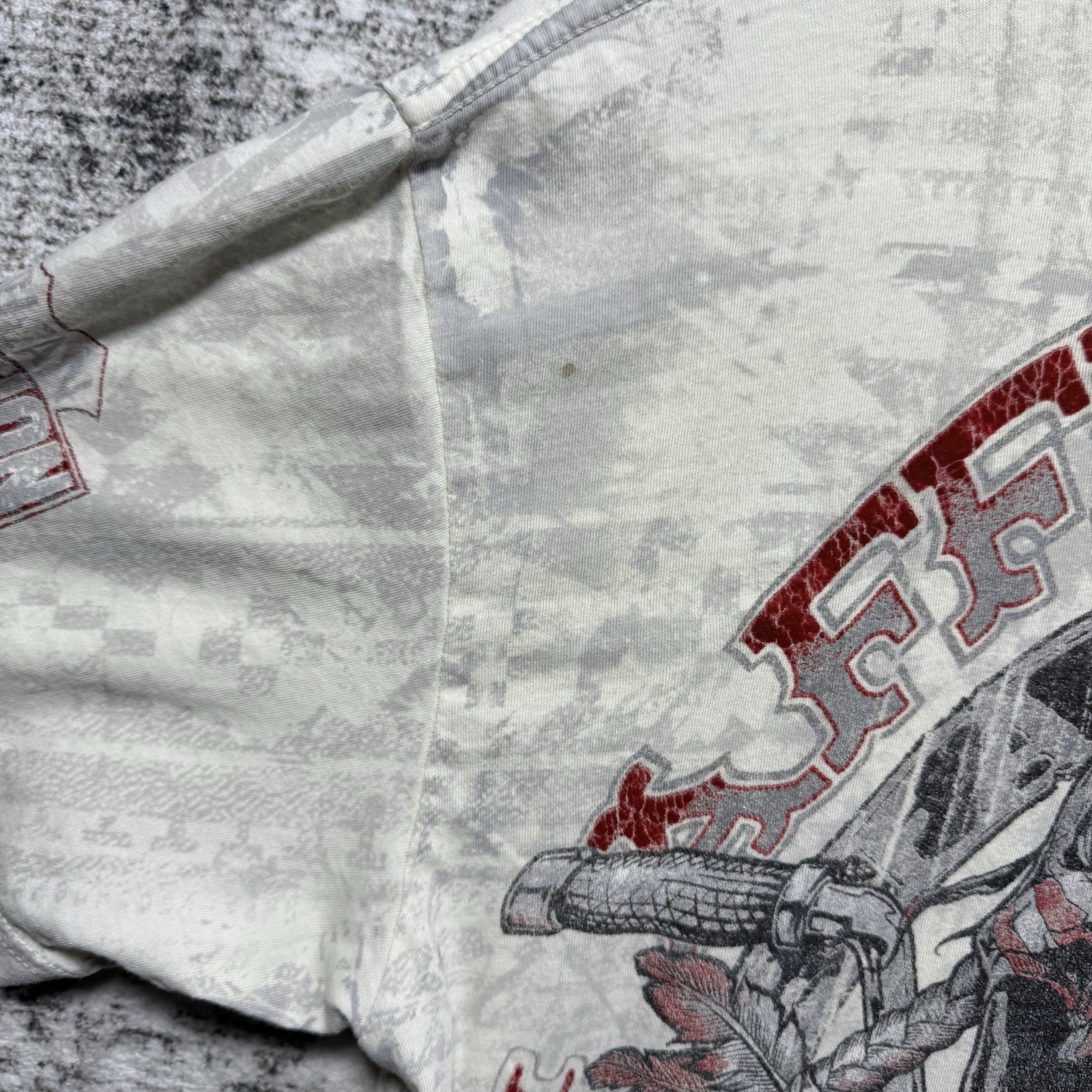 Vintage Y2K Affliction Mens M Live Fast American Custom Skull All Over Print