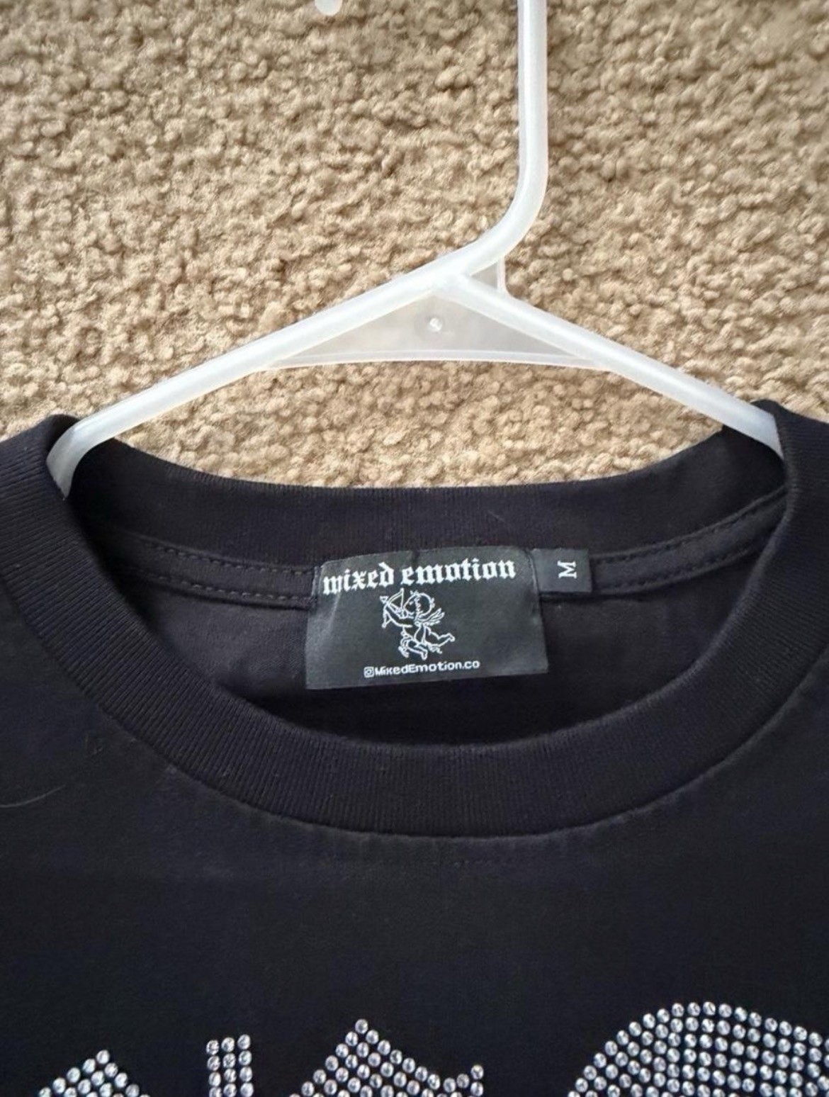 Mixed Emotion Black Graphic Print Logo Short Sleeve Crew Neck T-Shirt Size M