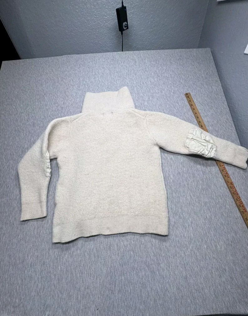SCHOTT NYC Stretch Wool Shawl Collar White Elbow Pads Sweater Men’s S Read