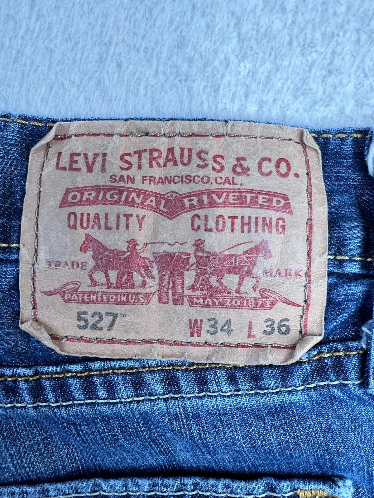Levis 527 Jeans Mens 34×36 Blue Slim Bootcut Cotton Denim Medium Wash Pants