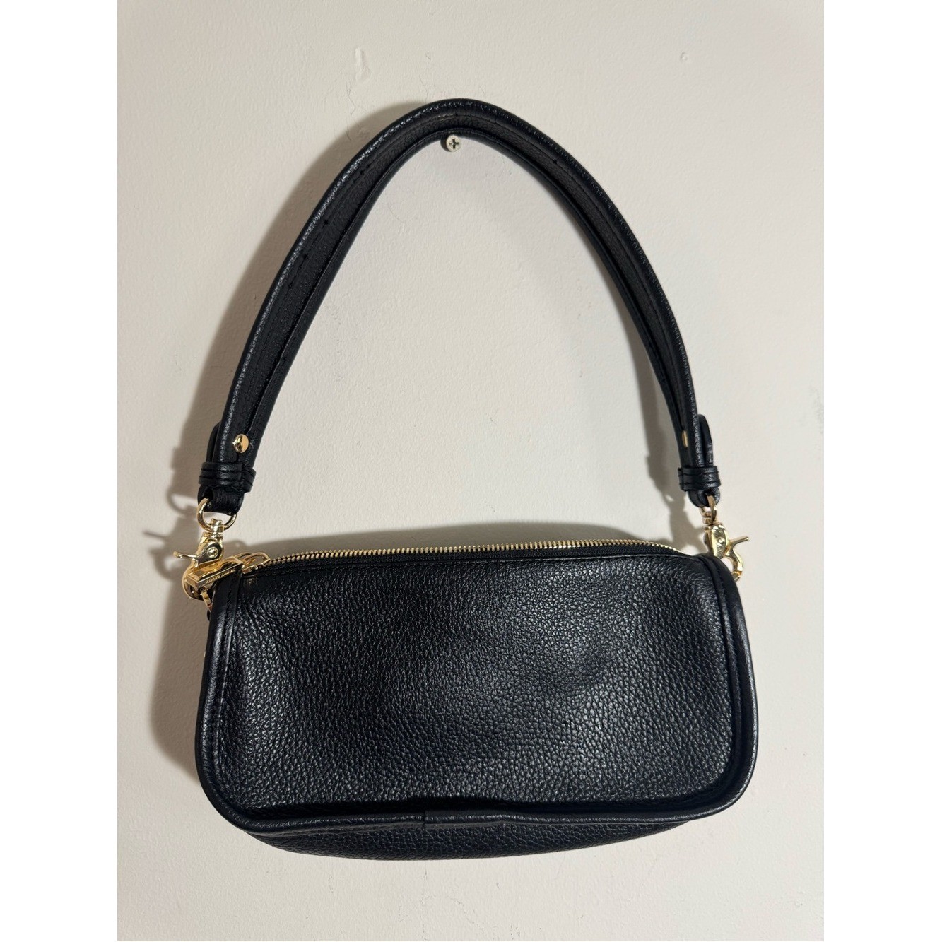 Poppy Barley The classic baguette black leather bag