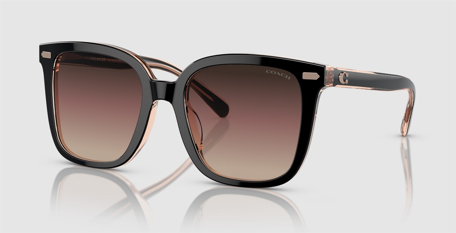 Coach Sunglasses HC8381U 5781E2 Black on Crystal Pink Purple Gradient with Case
