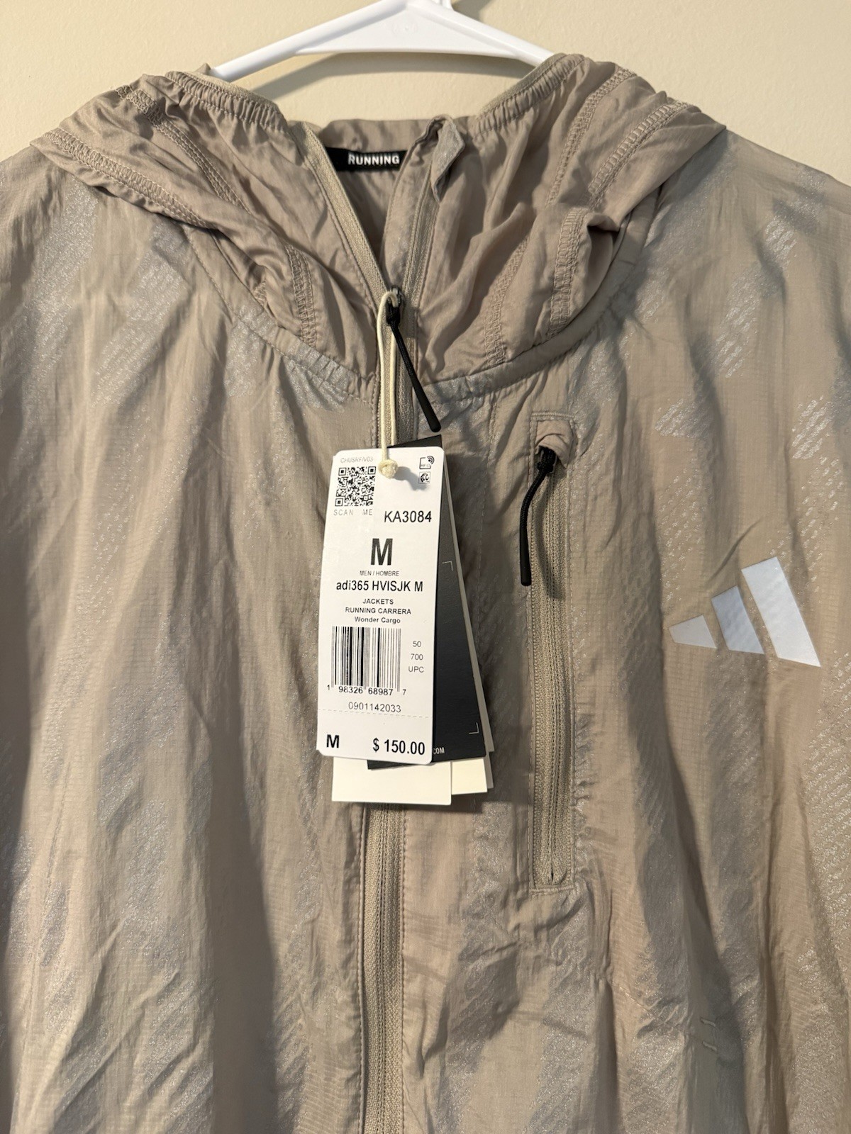 ADIDAS ADI365 RUNNING REFLECTIVE PACKABLE JACKET SIZE M NEW W/TAGS (KA3084)