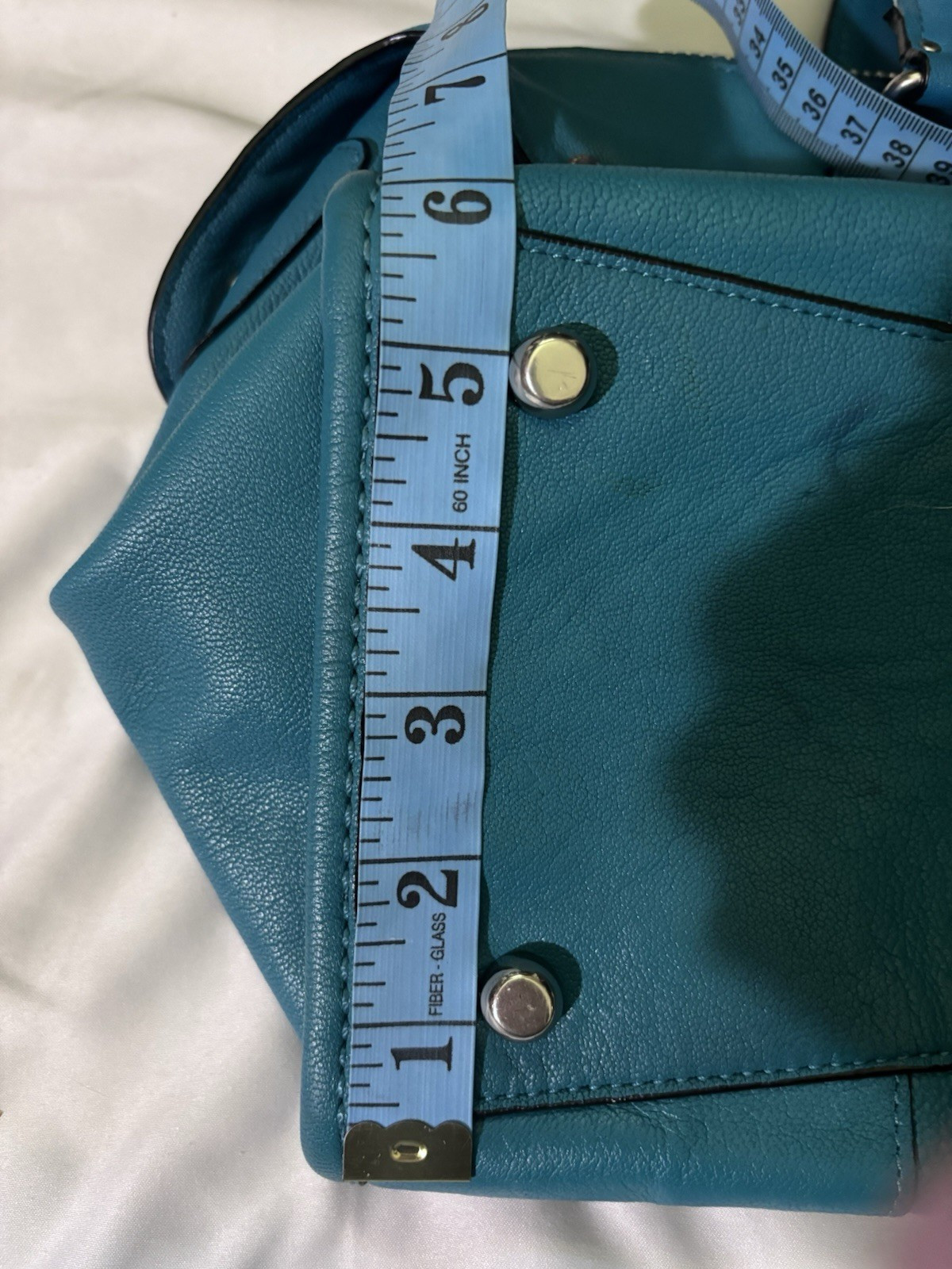 Coach Rhyder Turquoise Satchel Silver Hardware Studded Turn Lock