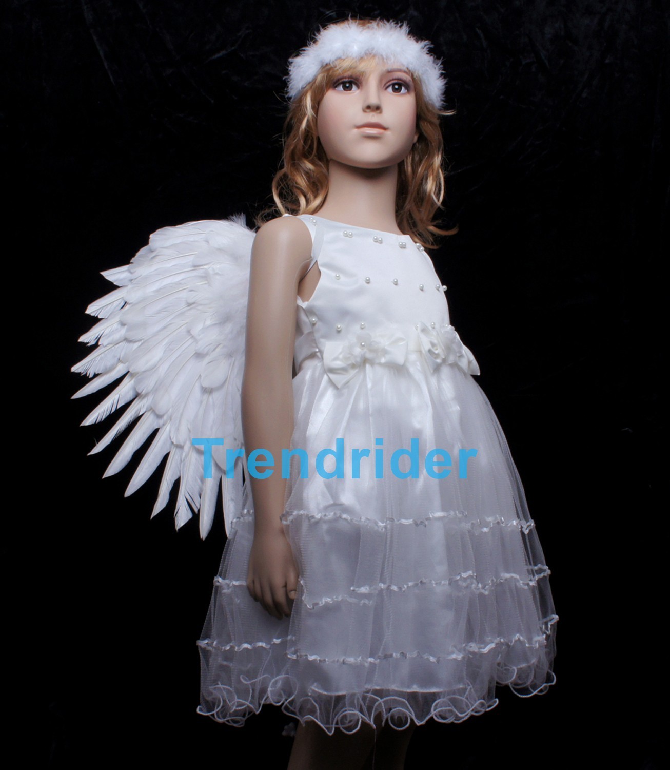 Children’s White Feather Angel Wings Halo Pointing Up or Down 4-piece Value Pack