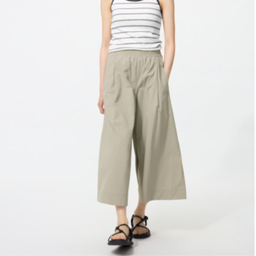 UNIQLO Nylon Culottes S-3XL Cropped Loose Flared Quick-Dry Women NWT