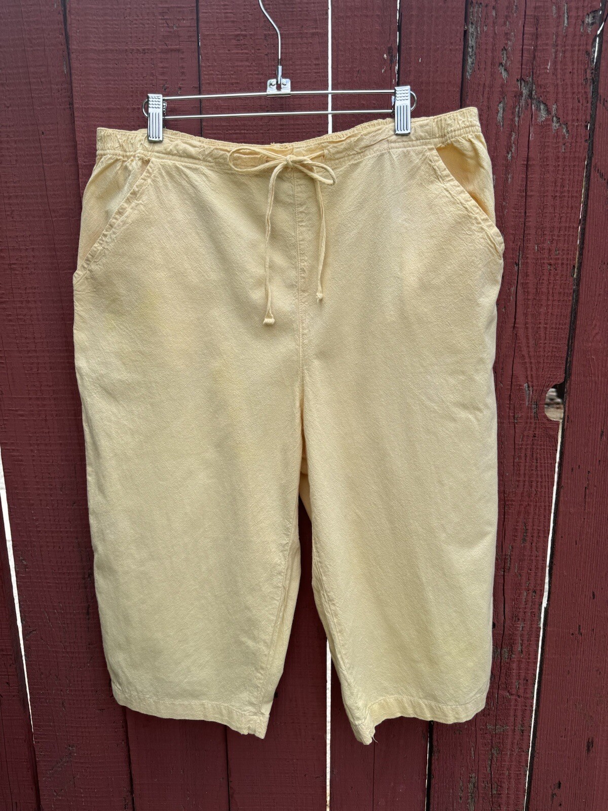 Classic Elements Butter Yellow Capri Pants Summer Vacation 90s Y2K 100% Cotton