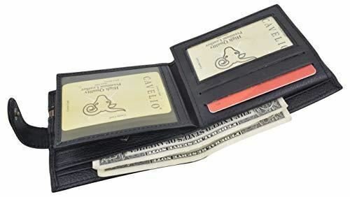 Bifold Men’s Wallet Premium Leather Hipster Credit Card ID Coin Wallet With Snap