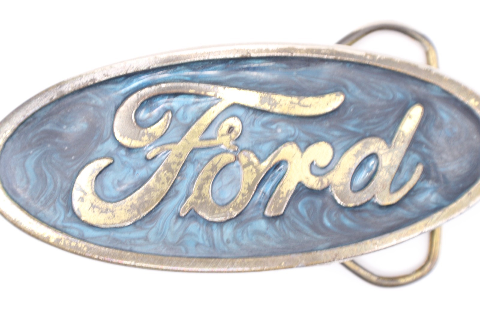 Vintage 1980 Ford Oval Logo Belt Buckle Blue Enamel Serial #285 USA