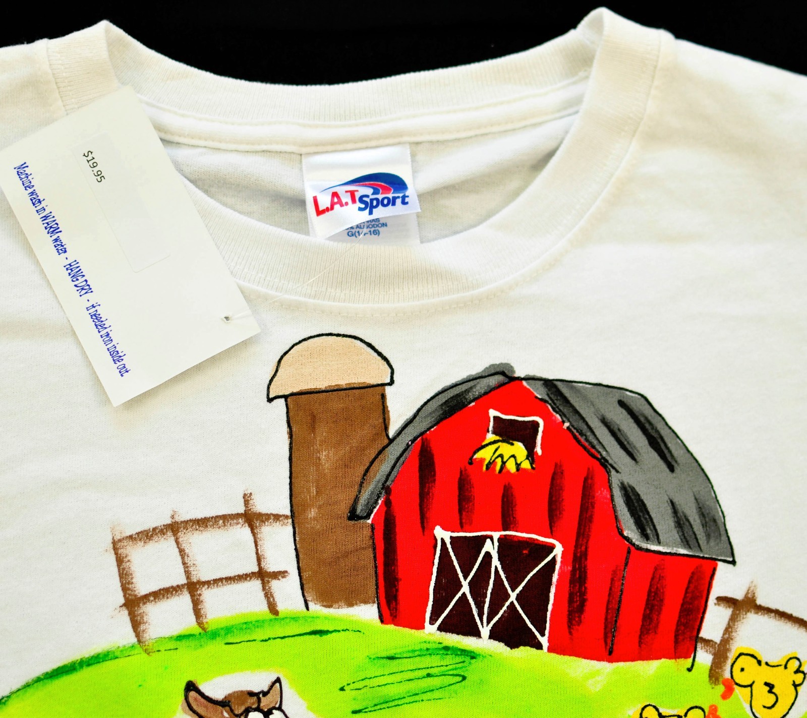 unisex Hand painted Kudzoo Kids t shirts size medium 10-12 farm animals barn