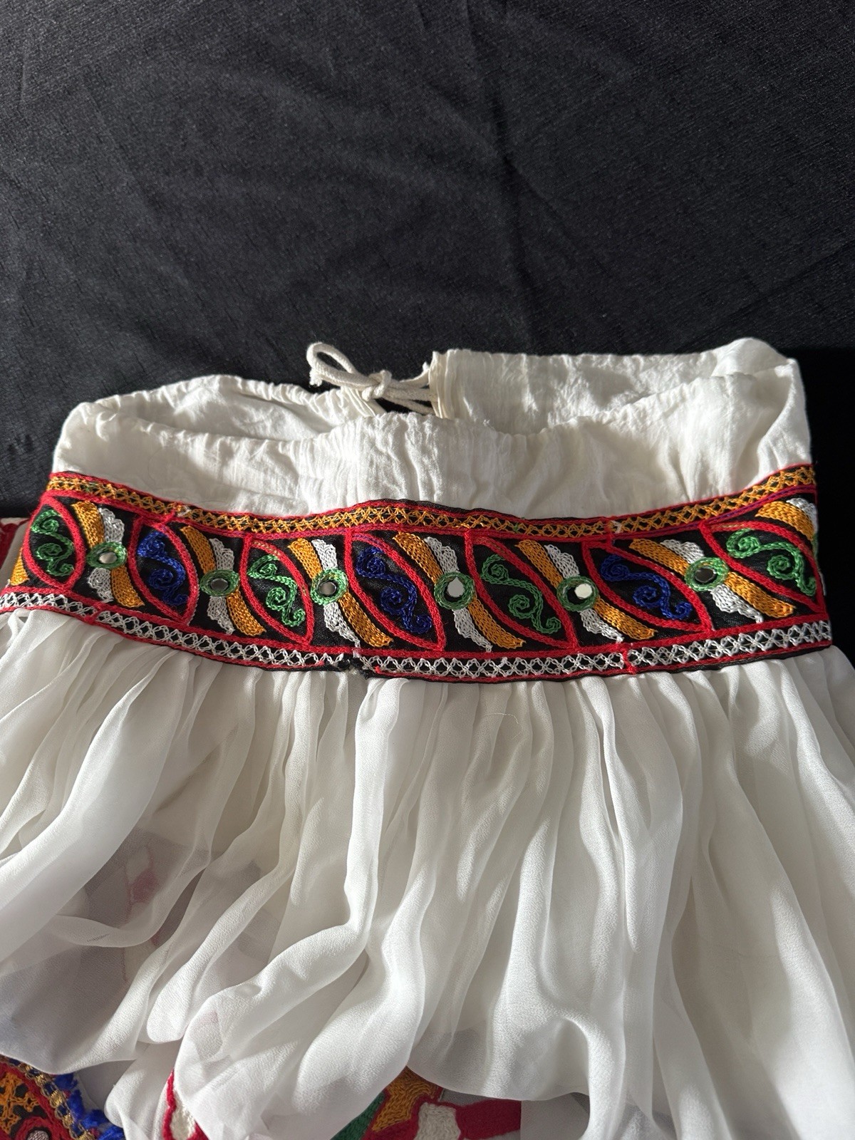 Embroidered Skirt White With Multi Colored Embroidery Mirror Navratil Celebrates