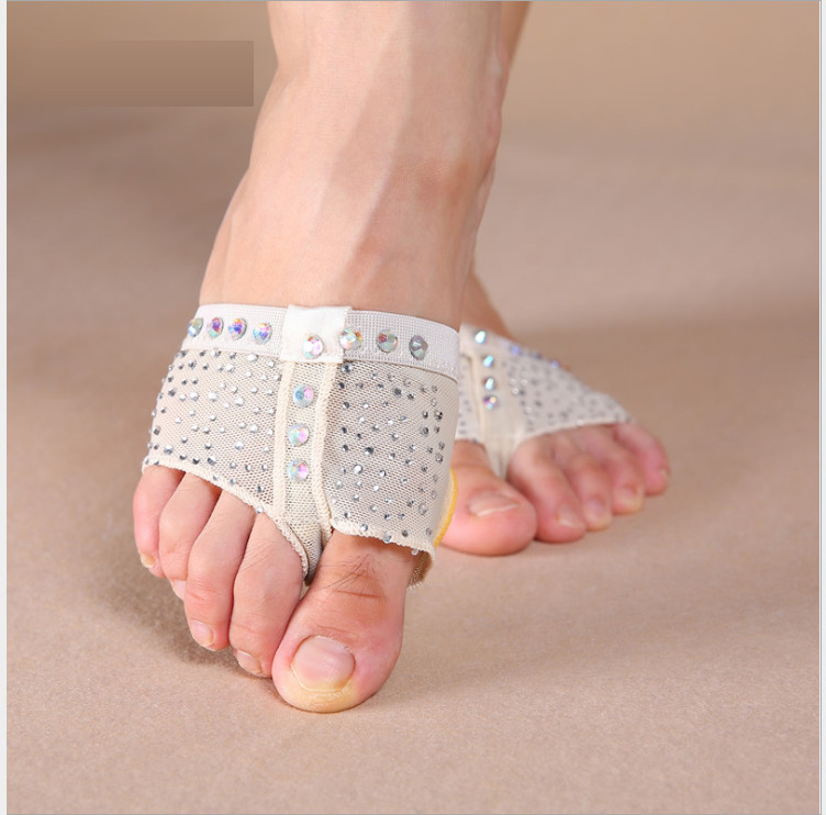 1 Pair Half Shoes Dance Paws Pad Foot Thongs, Rhinestone Ballet Dance Toe Pad